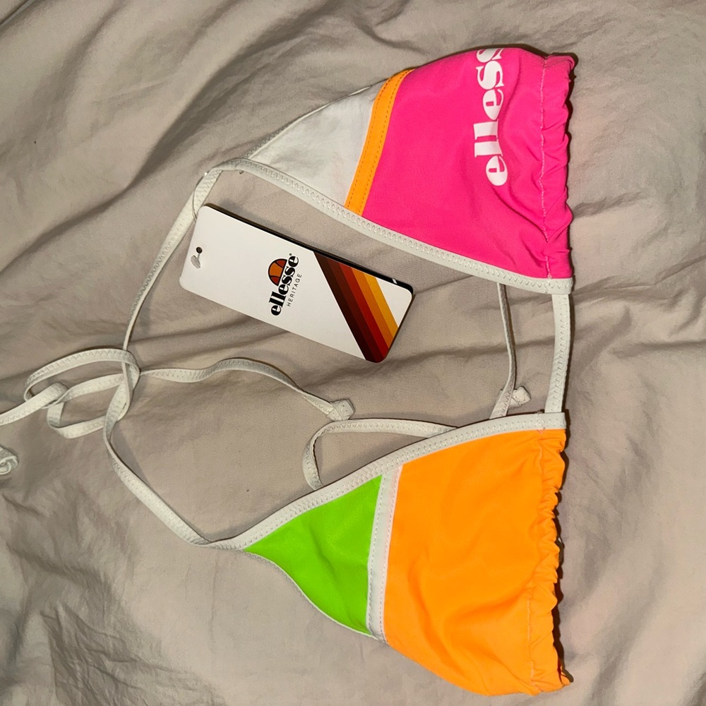 Ellesse Tri-Color Bikini Top with Logo